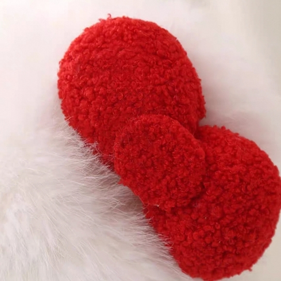 Hello Kitty Inspired Fuzzy Hat with Red Bow & Pom-Poms - Picture 7 of 10